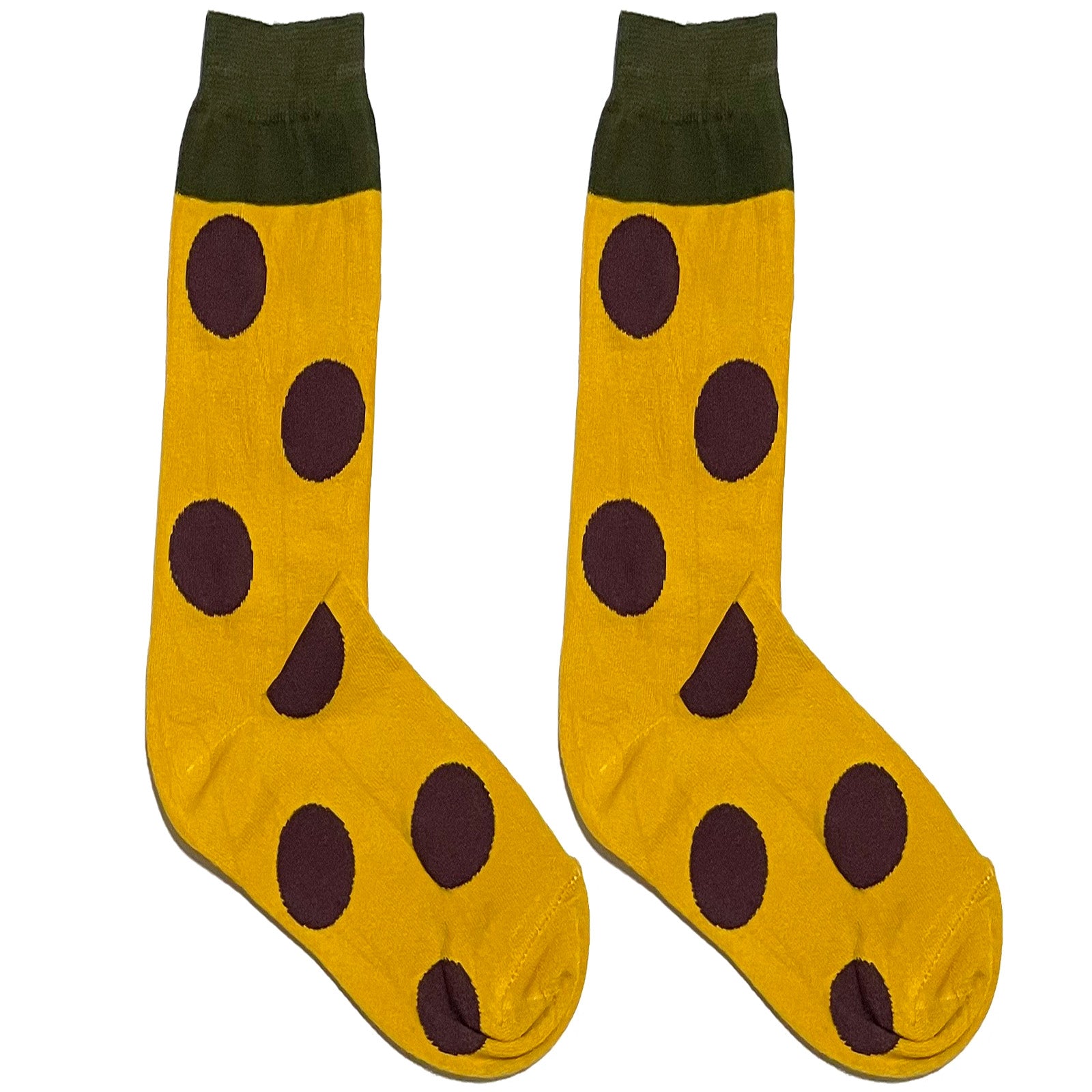 Yellow And Maroon Polka Short Crew Socks