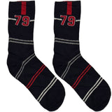 Black 79 Stripes Short Crew Socks