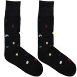 Black Abstract Apple And Box Socks