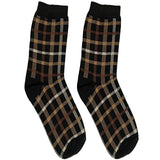 Black And Brown Chequered Short Crew Socks