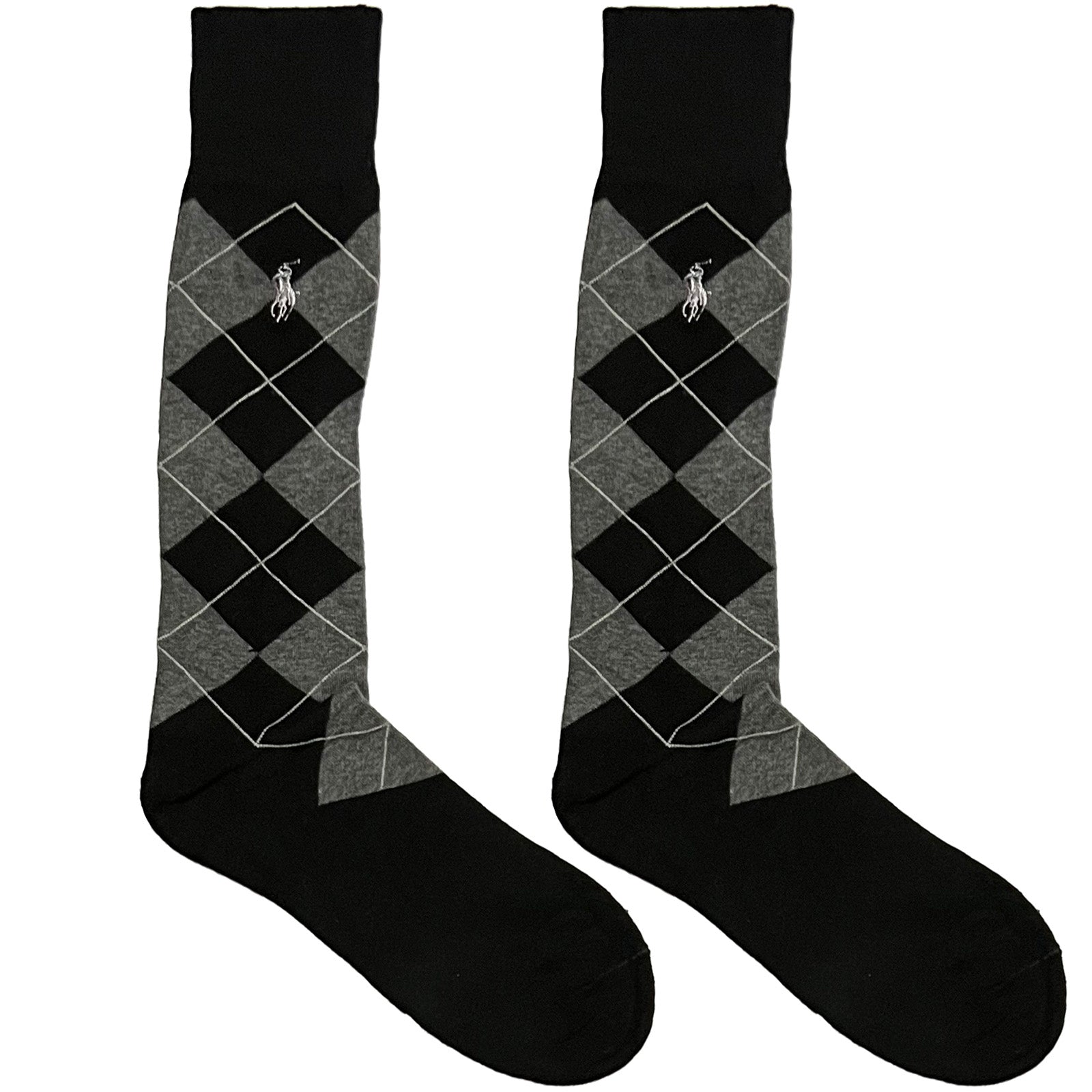 Black And Grey RL Polo Diamond Pattern Socks