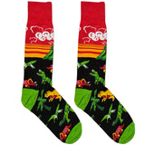 Black And Orange Dino World Socks