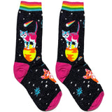 Black And Pink Bling Cat Short Crew Socks