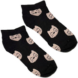 Black And Pink Cat Ankle Socks