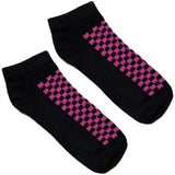 Black And Purple Chequered Ankle Socks