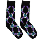 Black And Purple Heart Short Crew Socks
