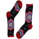 Black And Red Cicular Pattern Short Crew Socks