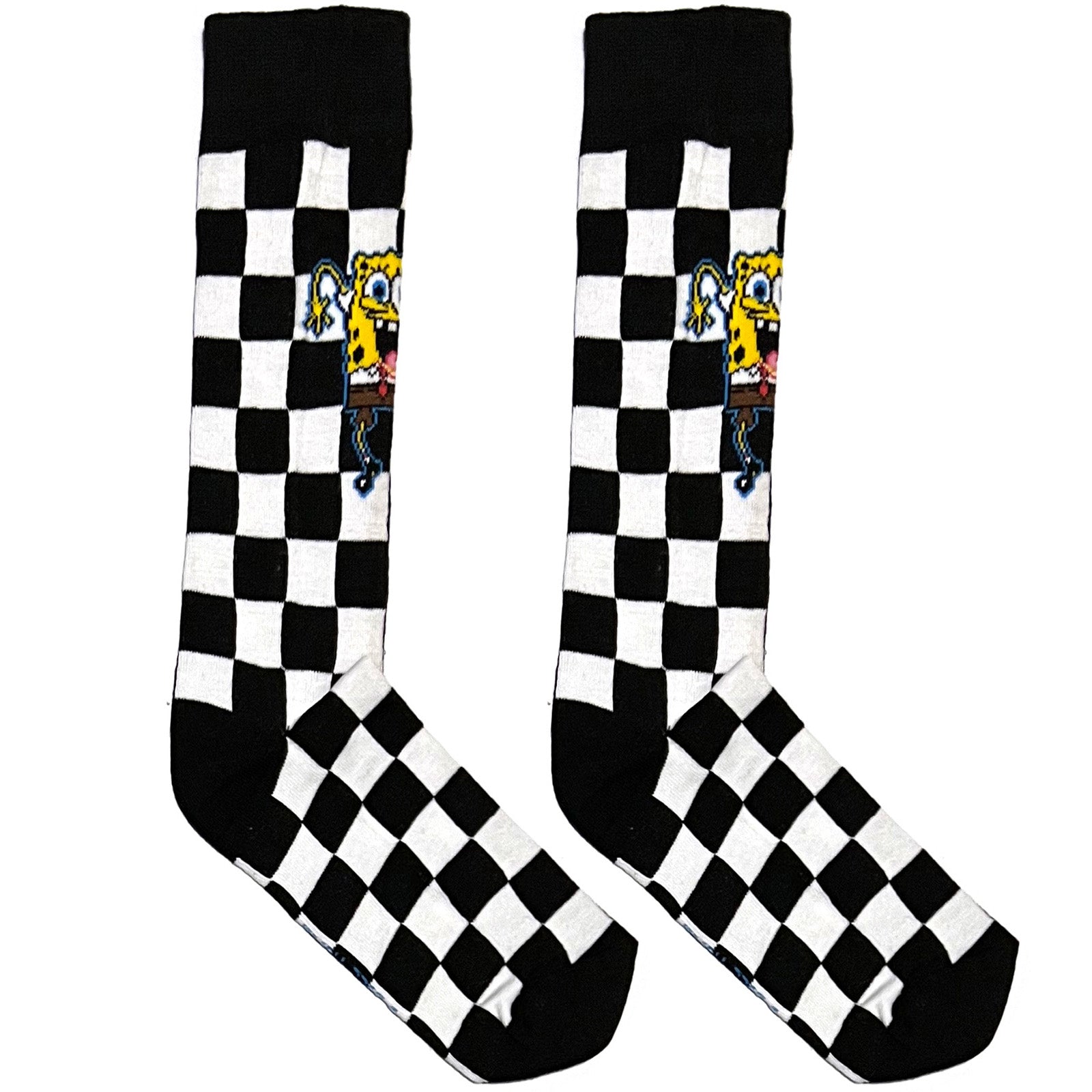 Black And White Sponge Bob Chequered Socks
