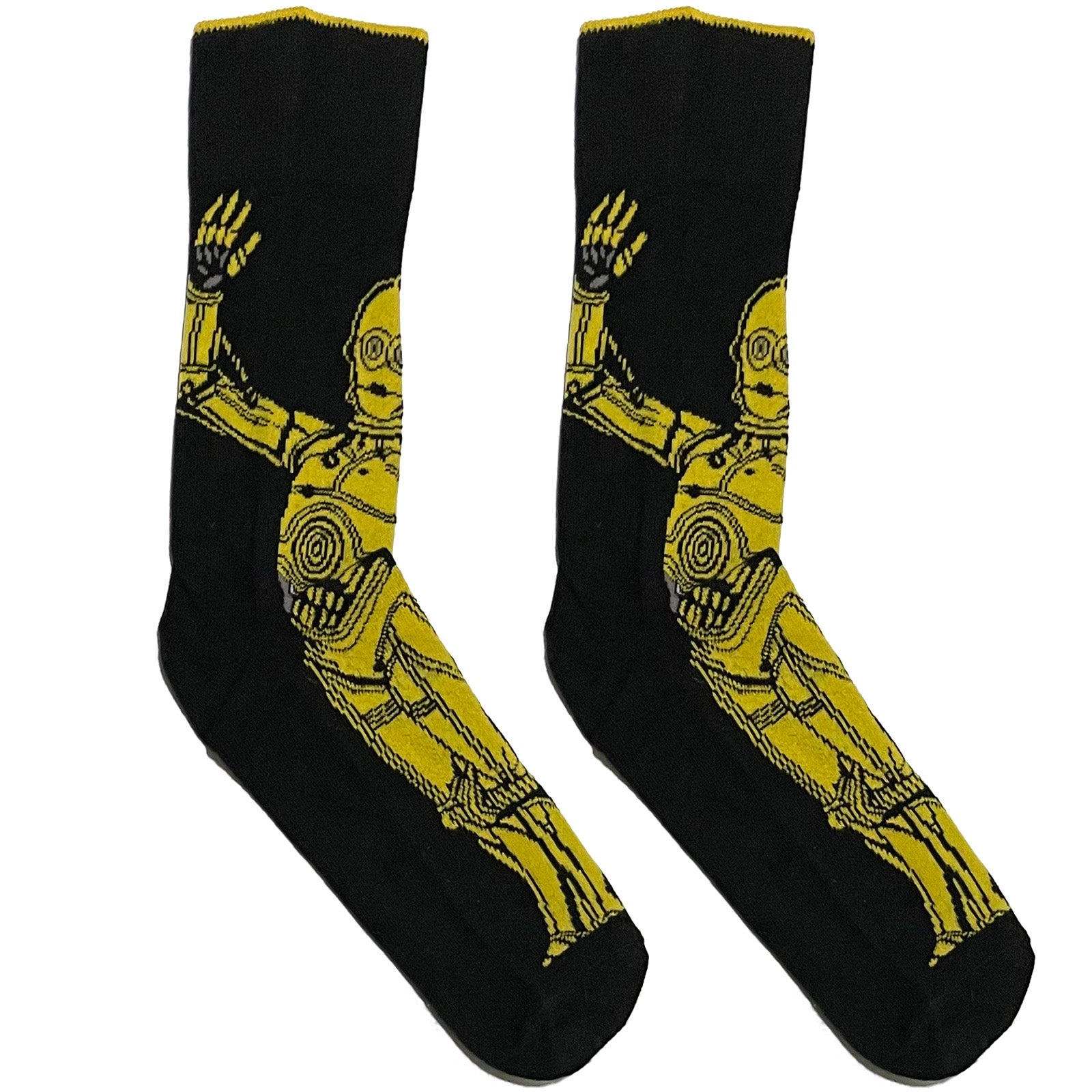 Black And Yellow Robot Short Crew Socks