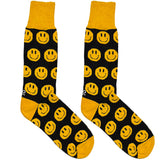 Black And Yellow Smiley Face Socks