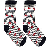 Black Cherry Stripes Short Crew Socks
