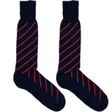 Black Diagonal Red Stripes Socks