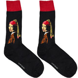 Black Girl With Pearl Painting Socks