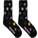 Black Happy Face Short Crew Socks