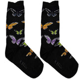 Black Multicolor Butterfly Short Crew Socks
