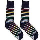 Black Multicolor Stripes Short Crew Socks