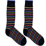 Black Multicolor Stripes Short Crew Socks
