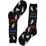 Black Nasa I Need Space Short Crew Socks