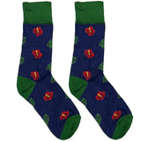 Blue And Green Flower Short Crew Socks