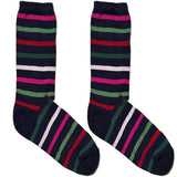 Blue And Green Stripes Short Crew Socks