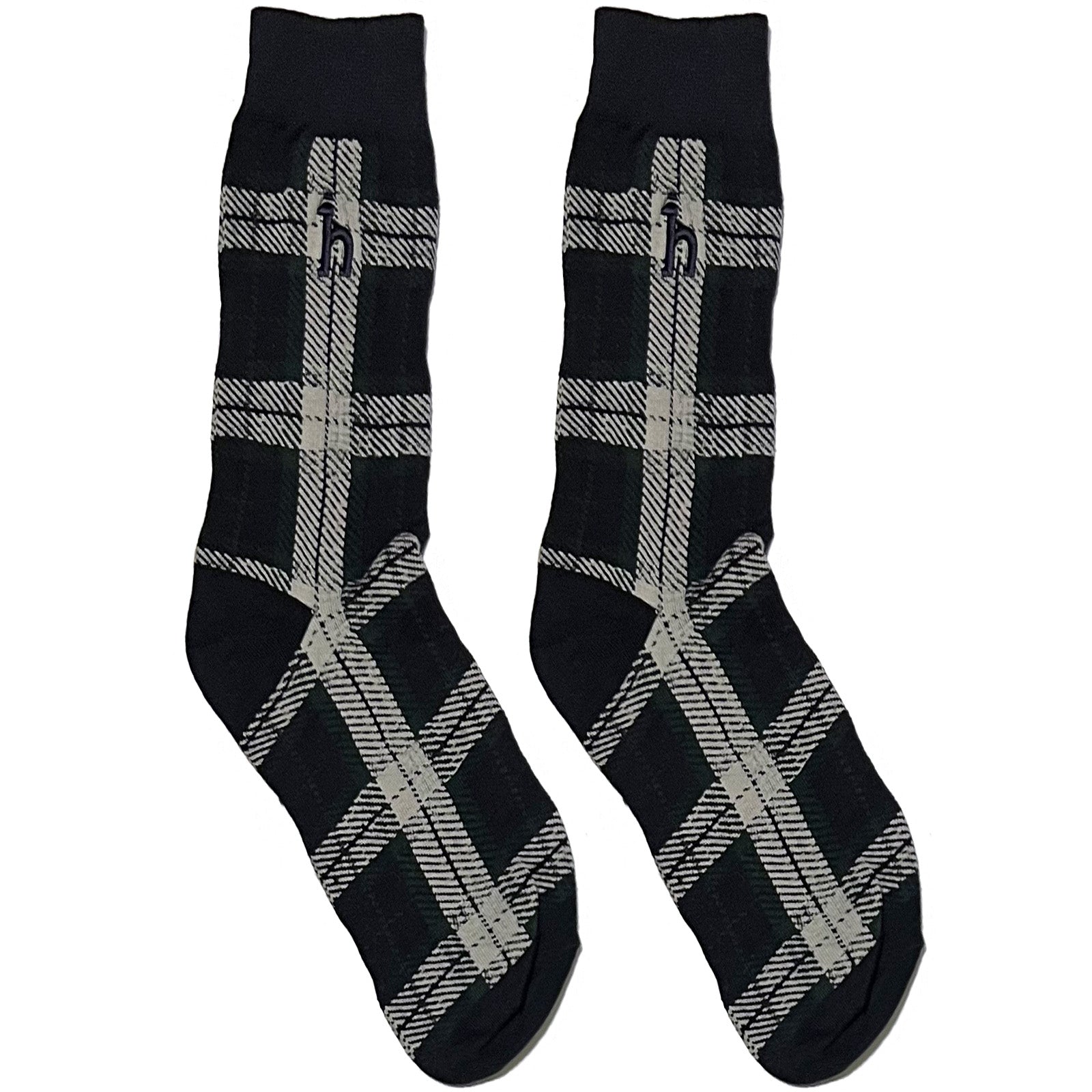 Blue And Grey Chequered Short Crew Socks