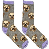 Blue And Grey Pitbull Dog Short Crew Socks