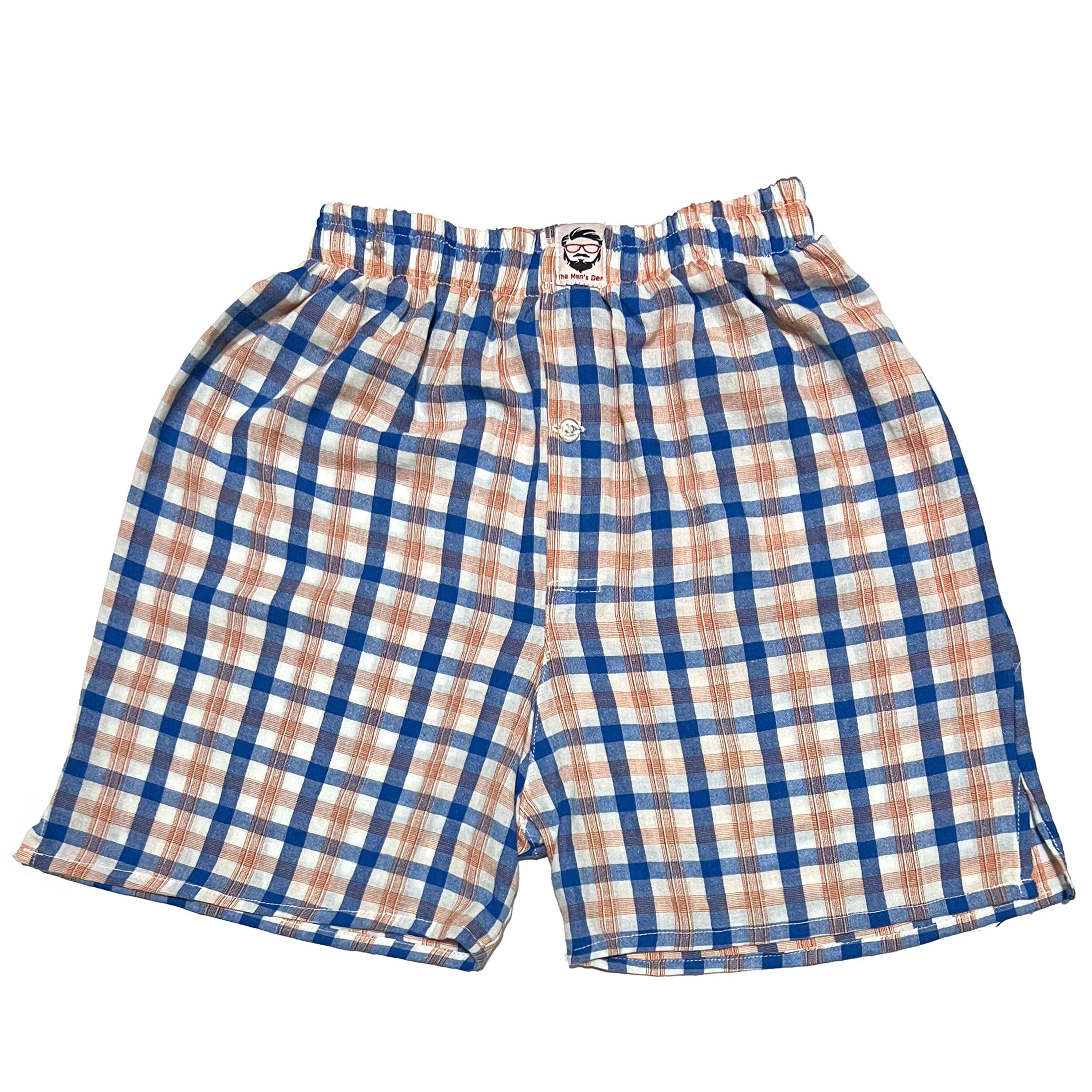 Blue And Orange Chequered Cotton Boxers