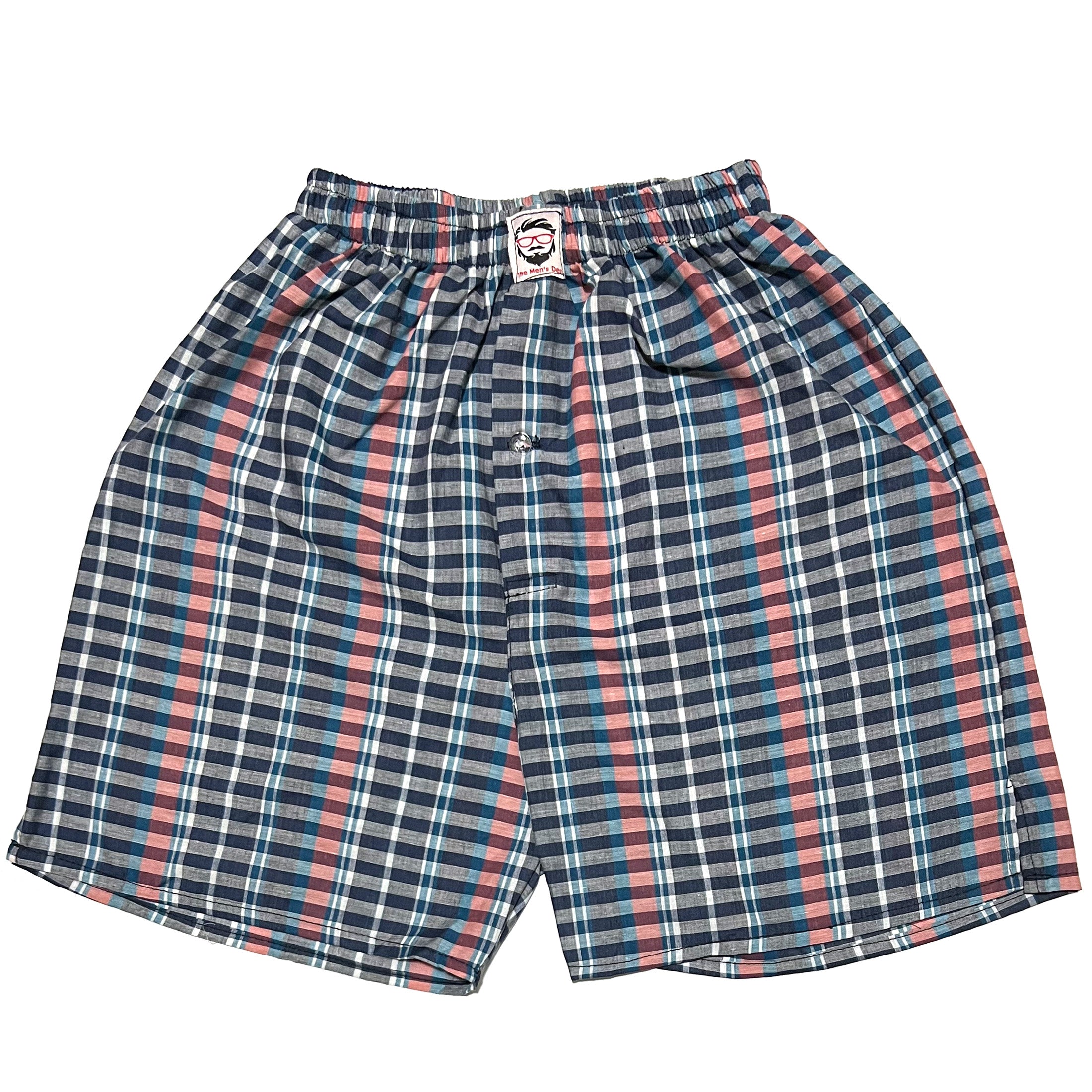 Blue And Pink Chequered Cotton Boxers