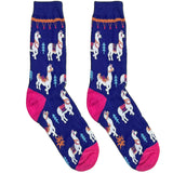 Blue And Pink Llama Short Crew Socks