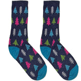 Blue And Pink Tree Short Crew Socks