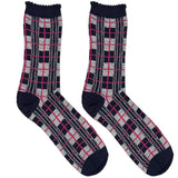 Blue And Purple Chequered Short Crew Socks