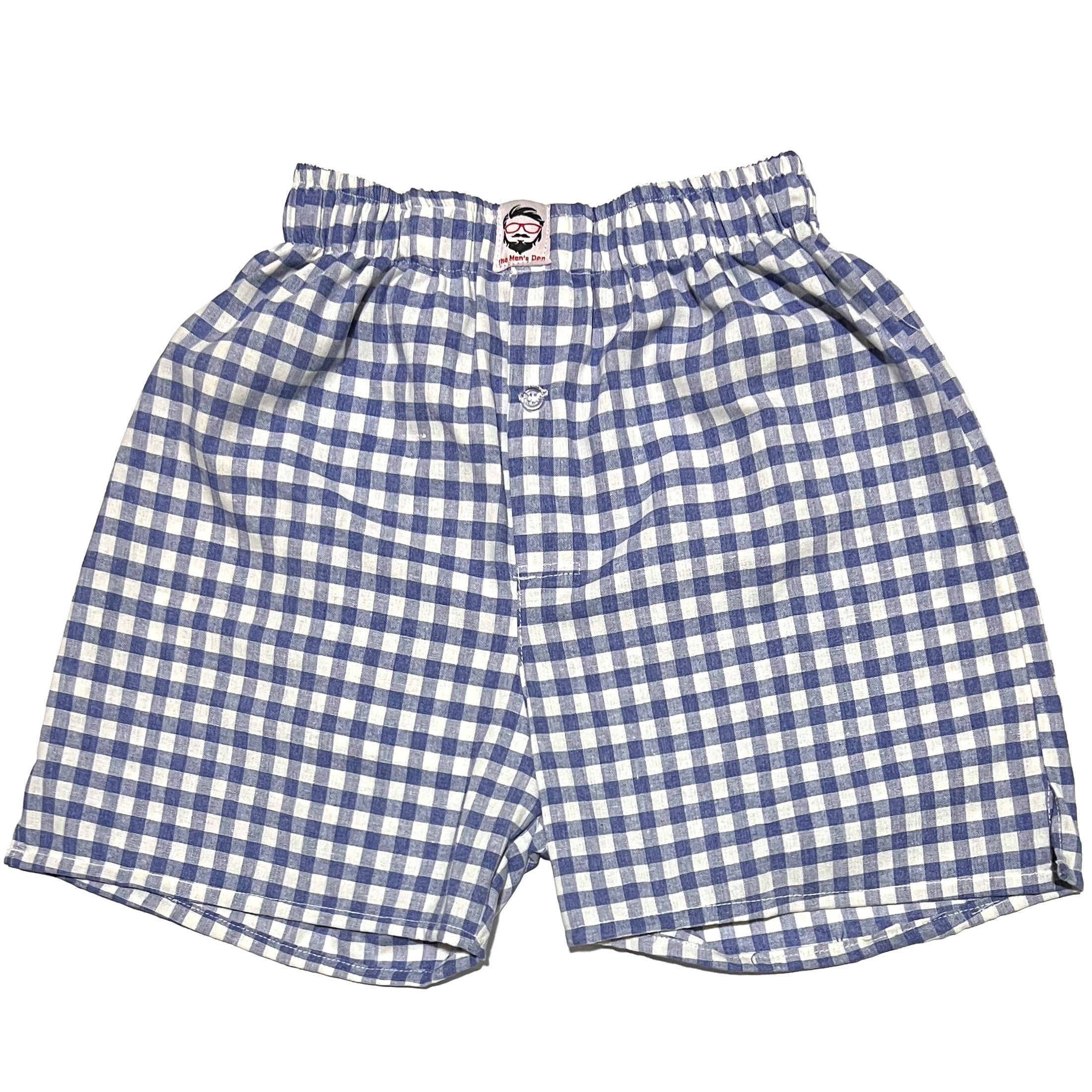 Blue And White Chequered Cotton Boxers