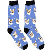 Blue And White Dog Short Crew Socks