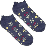 Blue And White Floral Ankle Socks