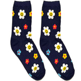 Blue And White Flower Short Crew Socks