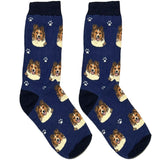Blue And White Fluffy Dog Short Crew Socks