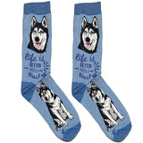 Blue And White Husky Short Crew Socks