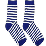 Blue And White Stripes Short Crew Socks