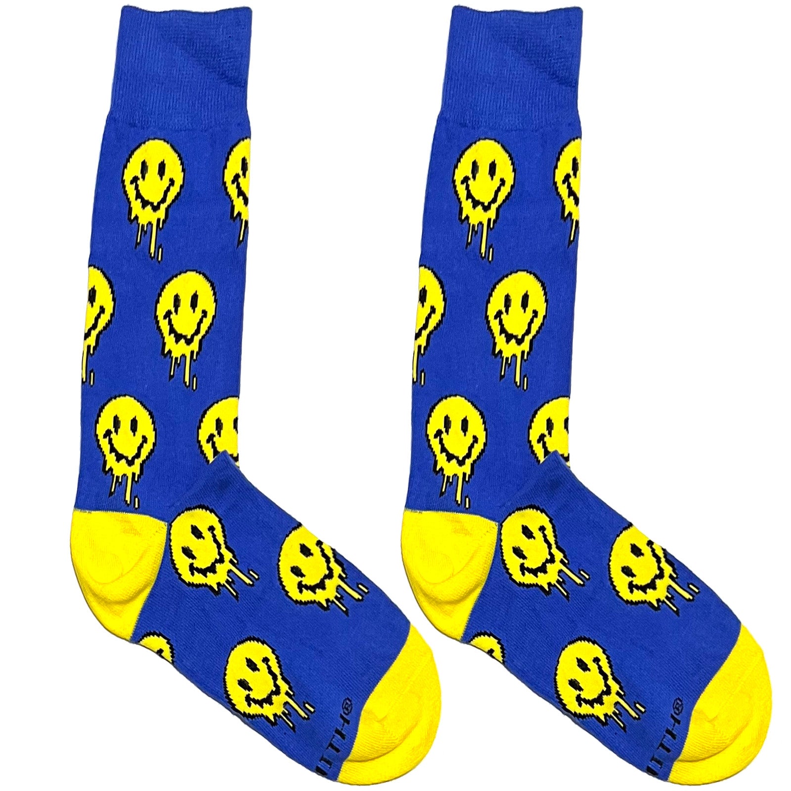 Blue And Yellow Dripping Face Socks