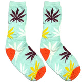 Blue And Yellow Floral Short Crew Socks