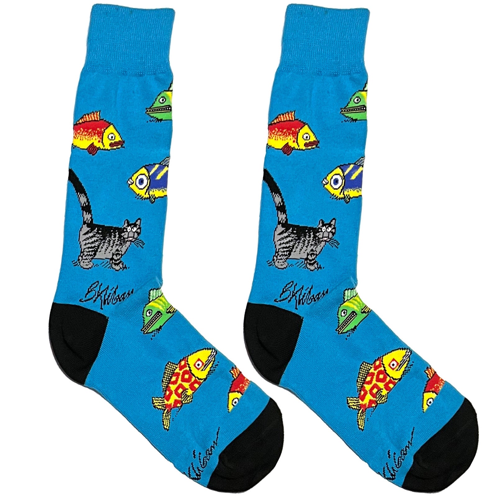 Blue Cat Fish Socks