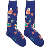 Blue Cat Playing Short Crew Socks