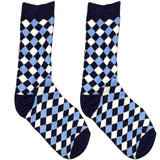 Blue Diamond Pattern Short Crew Socks