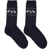 Blue Dotted Snow Deer Short Crew Socks