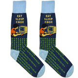 Blue Eat Sleep Code Socks