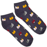 Blue Multicolor Cats Ankle Socks