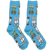 Blue Multicolor Feet Short Crew Socks