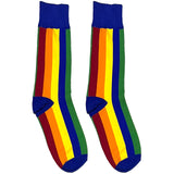 Blue Multicolor Vertical Stripes Short Crew Socks