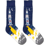 Blue Space Rocket Socks