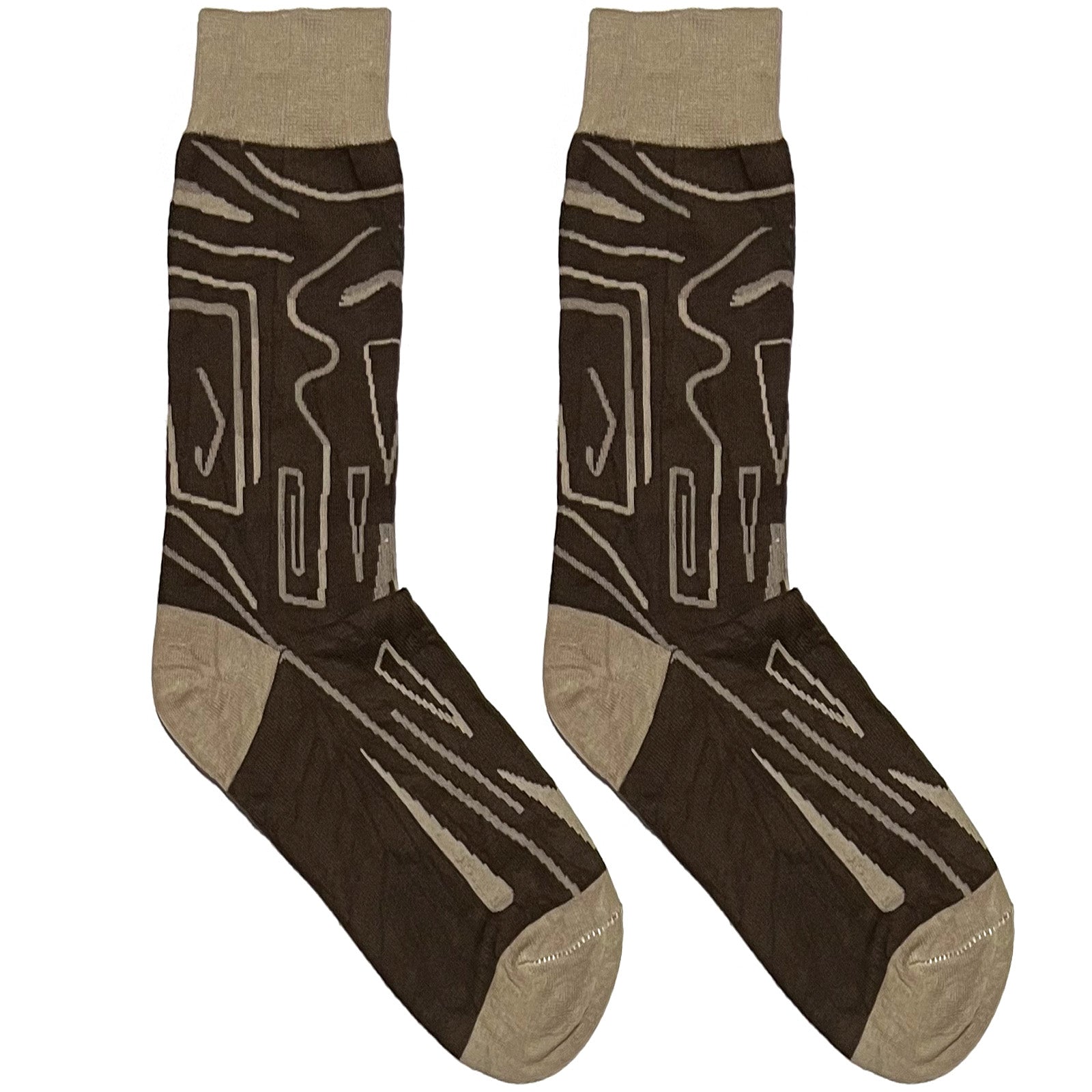 Brown Abstract Short Crew Socks